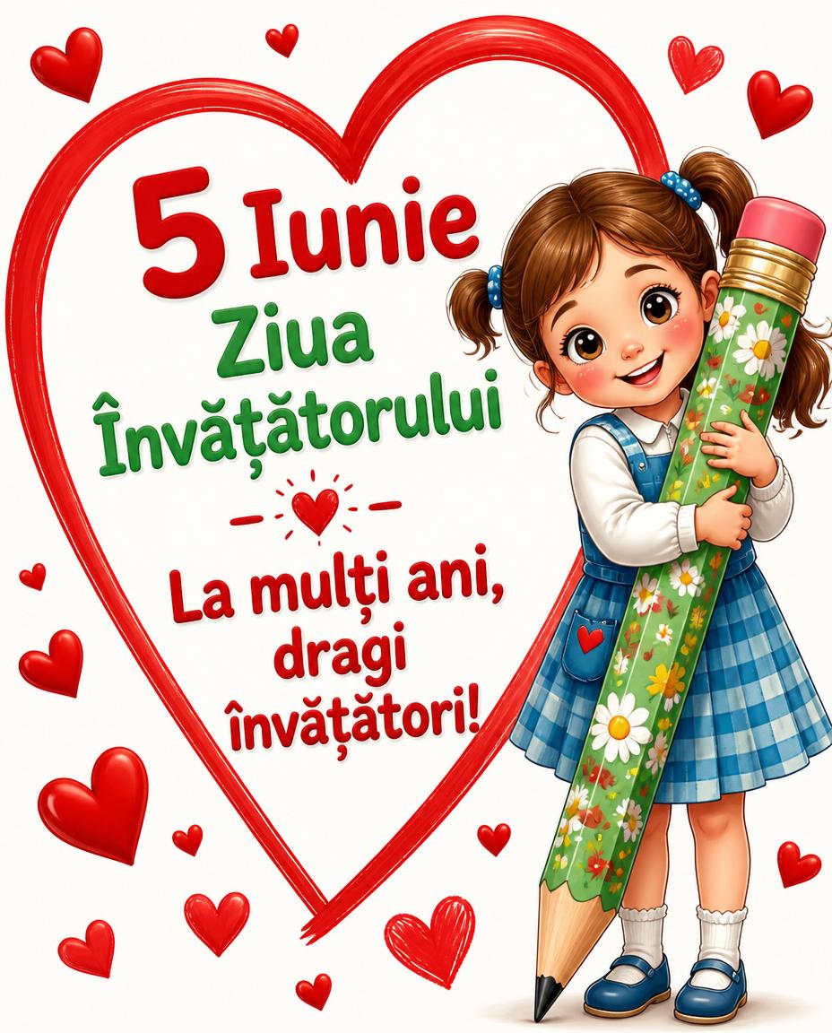 5 Iunie Ziua Învățătorului La mulţi ani şi multă sănătate dragi învățători!