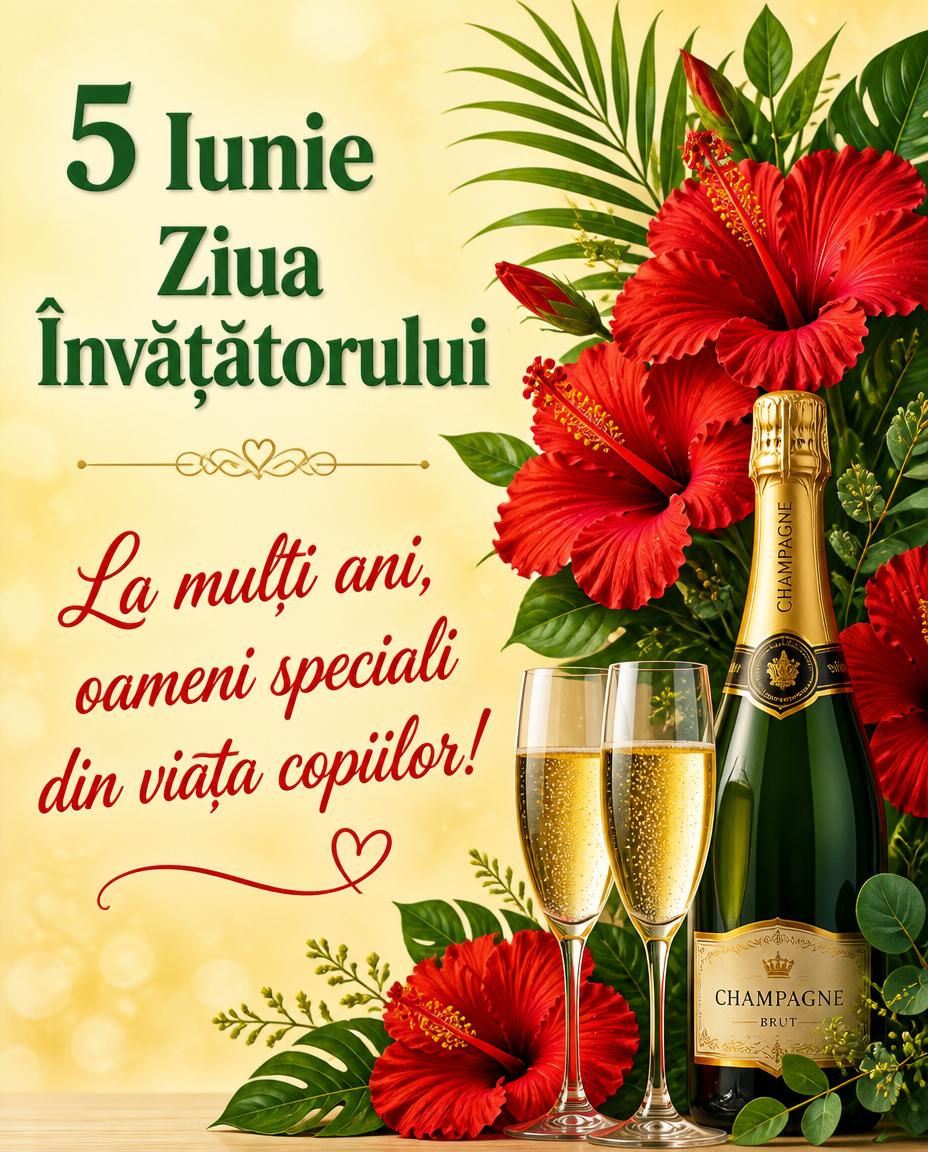 5 Iunie Ziua Învățătorului La mulți ani, oameni speciali din viața copiilor!