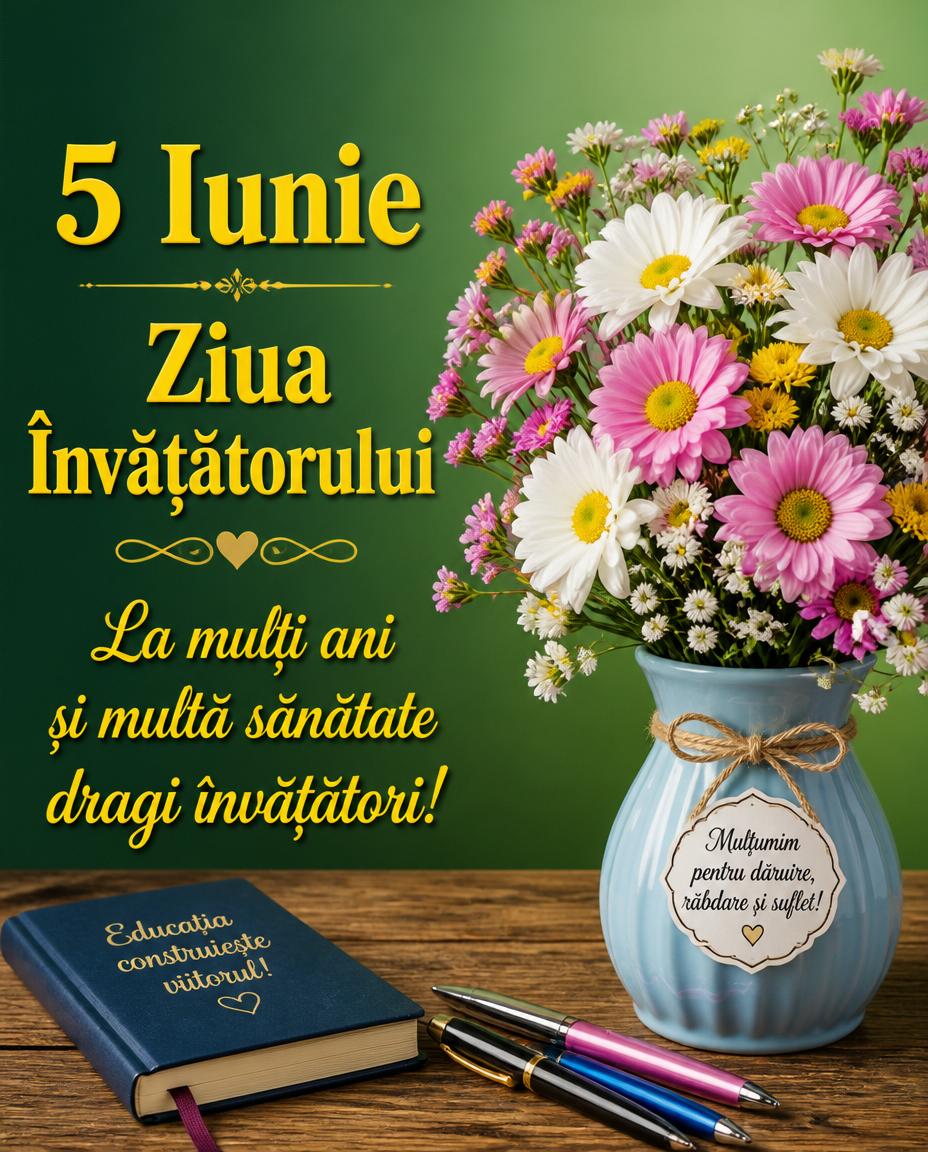 5 Iunie Ziua Învățătorului La mulţi ani şi multă sănătate dragi învățători!