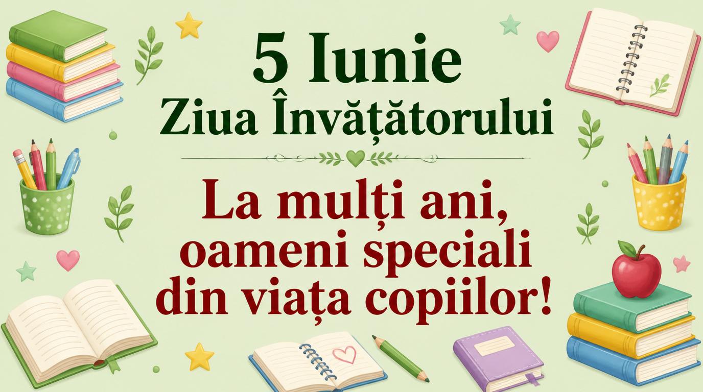 5 Iunie Ziua Învățătorului La mulți ani, oameni speciali din viața copiilor!