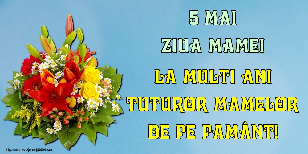 Felicitari de Ziua Mamei - 5 Mai Ziua Mamei La multi ani tuturor mamelor de pe pamânt! - mesajeurarifelicitari.com