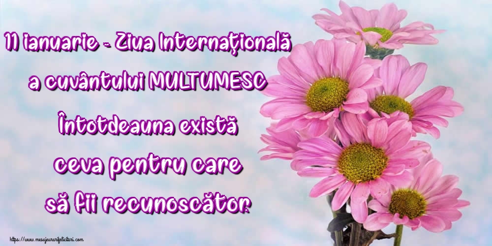11 ianuarie - Ziua Internaţională a cuvântului MULTUMESC Întotdeauna există ceva pentru care să fii recunoscător.