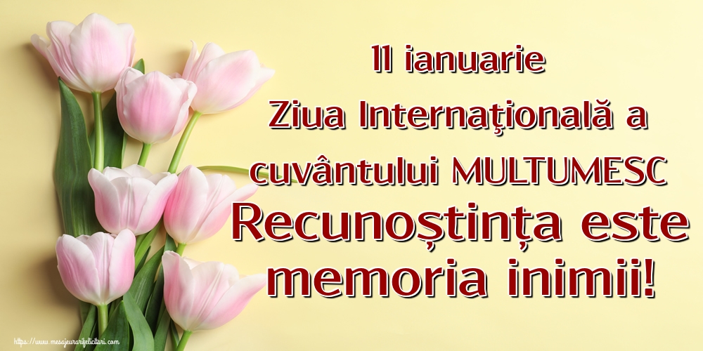 11 ianuarie Ziua Internaţională a cuvântului MULTUMESC Recunoștința este memoria inimii!