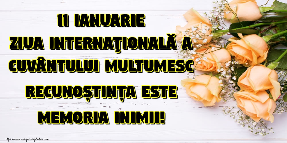 11 ianuarie Ziua Internaţională a cuvântului MULTUMESC Recunoștința este memoria inimii!