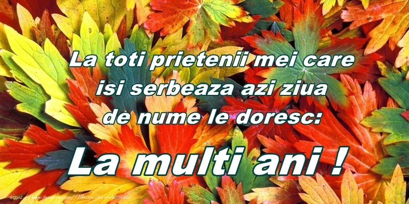 La toti prietenii mei care isi serbeaza azi ziua de nume le doresc: La multi ani!