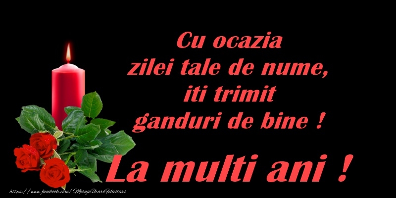 Cu ocazia zilei tale de nume, iti trimit ganduri de bine! La multi ani!