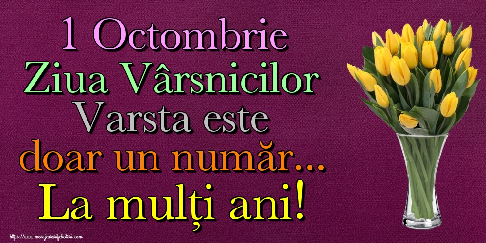 Felicitari de Ziua Pensionarului - 1 Octombrie Ziua Vârsnicilor Varsta este doar un număr... La mulți ani!