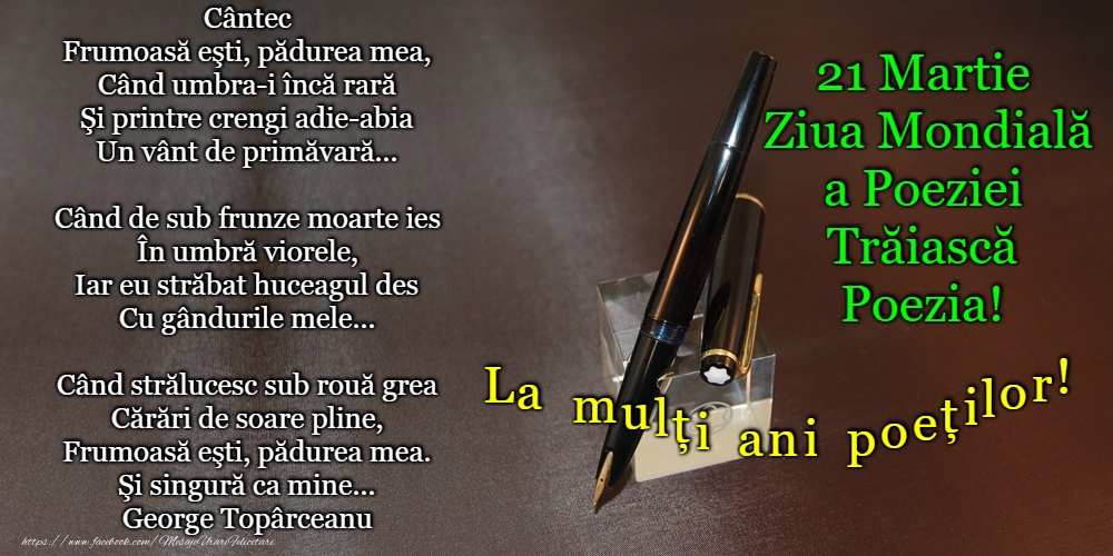 Ziua Poeziei 21 Martie - Ziua Internațională a Poeziei