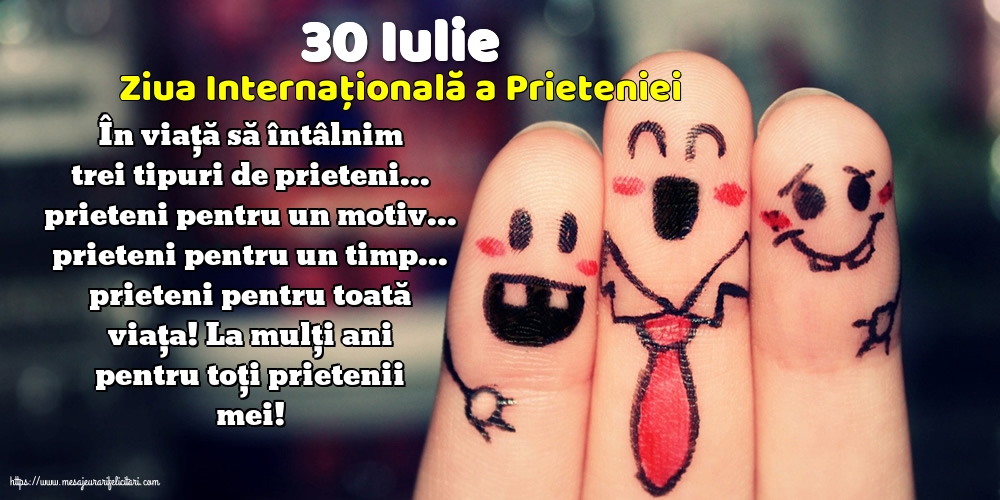 Ziua Internationala a Prieteniei 30 Iulie - Ziua Internațională a Prieteniei