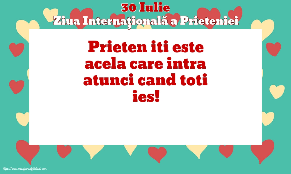 30 Iulie - Ziua Internațională a Prieteniei