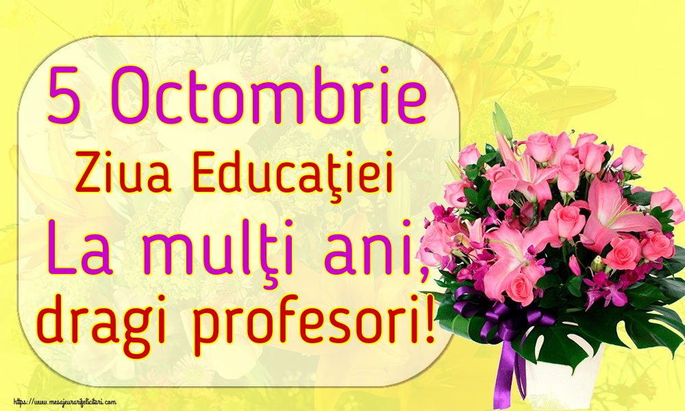 5 Octombrie Ziua Educaţiei La mulţi ani, dragi profesori!
