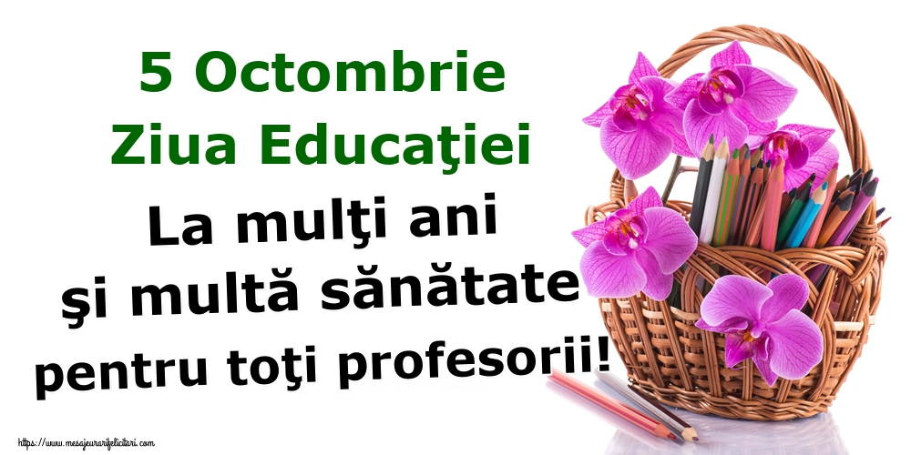 5 Octombrie Ziua Educaţiei La mulţi ani şi multă sănătate pentru toţi profesorii!