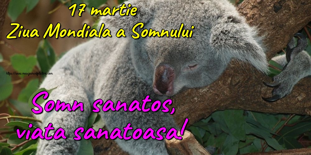 Felicitari de Ziua Somnului - 17 martie Ziua Mondiala a Somnului Somn sanatos, viata sanatoasa! - mesajeurarifelicitari.com