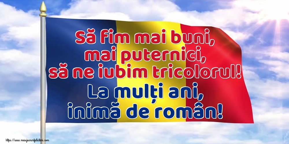 Să fim mai buni, mai puternici, să ne iubim tricolorul! La mulți ani, inimă de român!