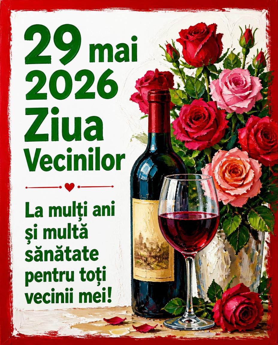 29 mai 2026 Ziua Vecinilor La mulți ani și multă sănătate pentru toți vecinii mei!