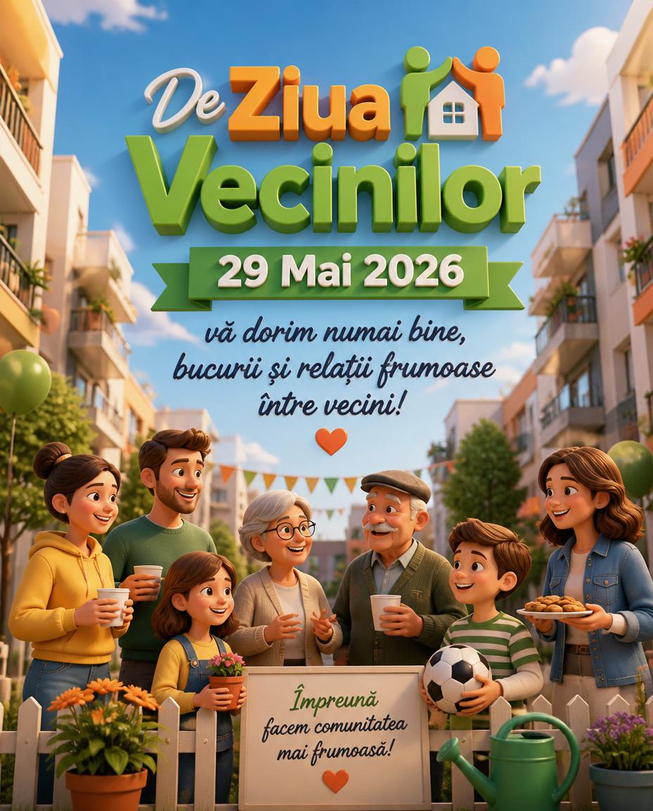 29 Mai 2026 Ziua Vecinilor La mulți ani, pentru toți vecinii!