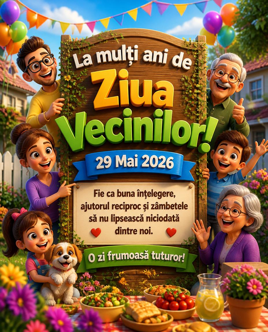 29 Mai 2026 Ziua Vecinilor La mulți ani, pentru toți vecinii!