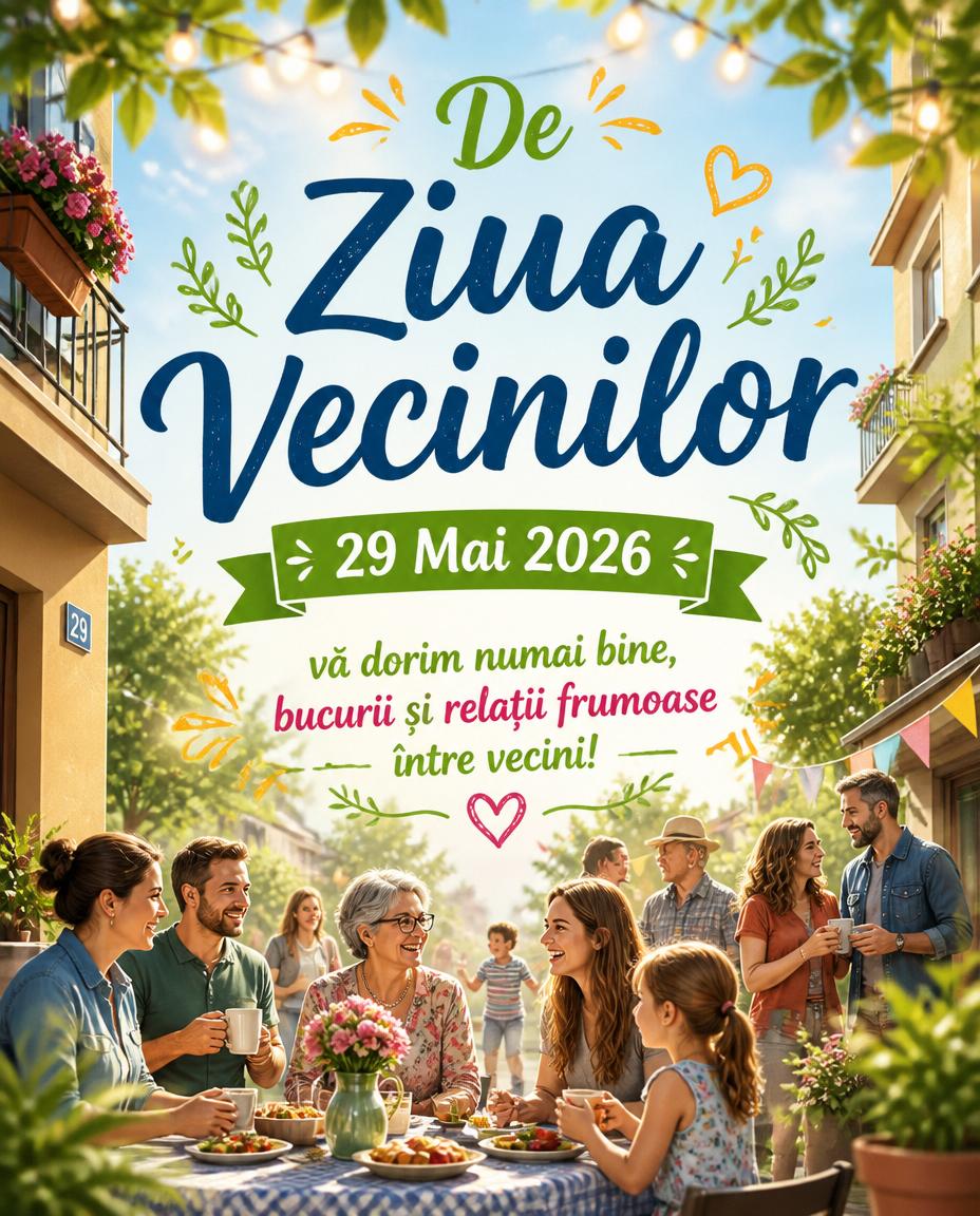 29 Mai 2026 Ziua Vecinilor La mulți ani, pentru toți vecinii!