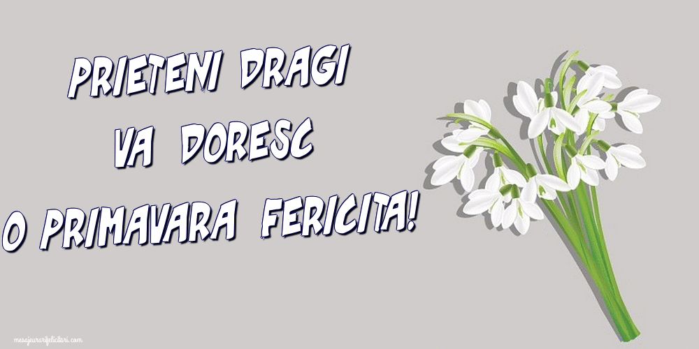 Felicitari animate de 1 Martie - Prieteni dragi va doresc o primavara fericita!