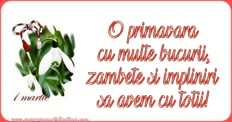 Felicitari animate de 1 Martie - O primavara cu multe bucurii, zambete si impliniri sa avem cu totii!