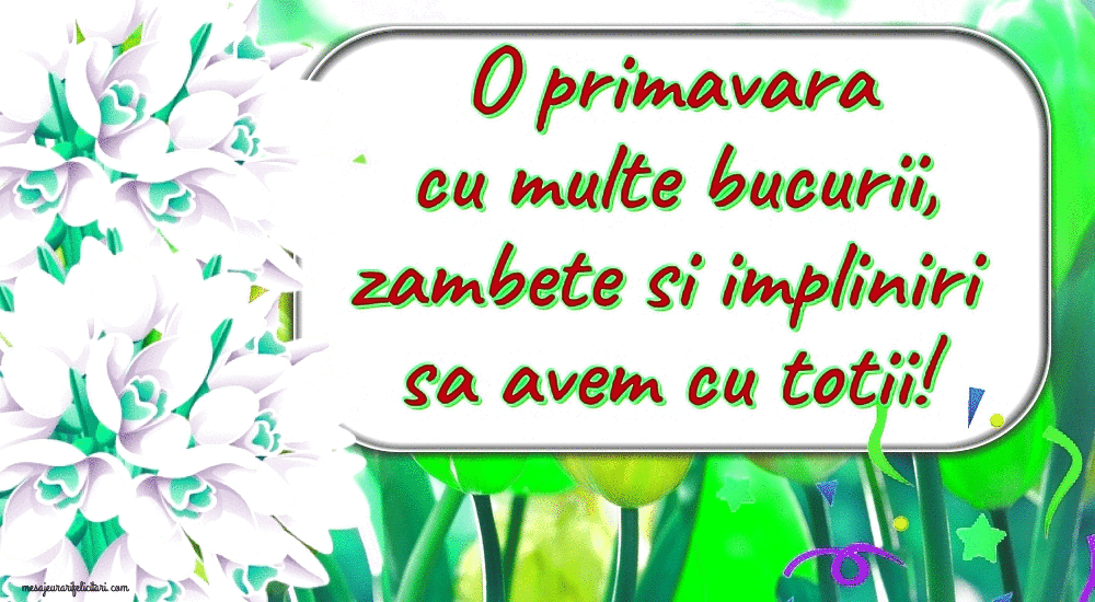 Felicitari animate de 1 Martie - O primavara cu multe bucurii, zambete si impliniri sa avem cu totii!