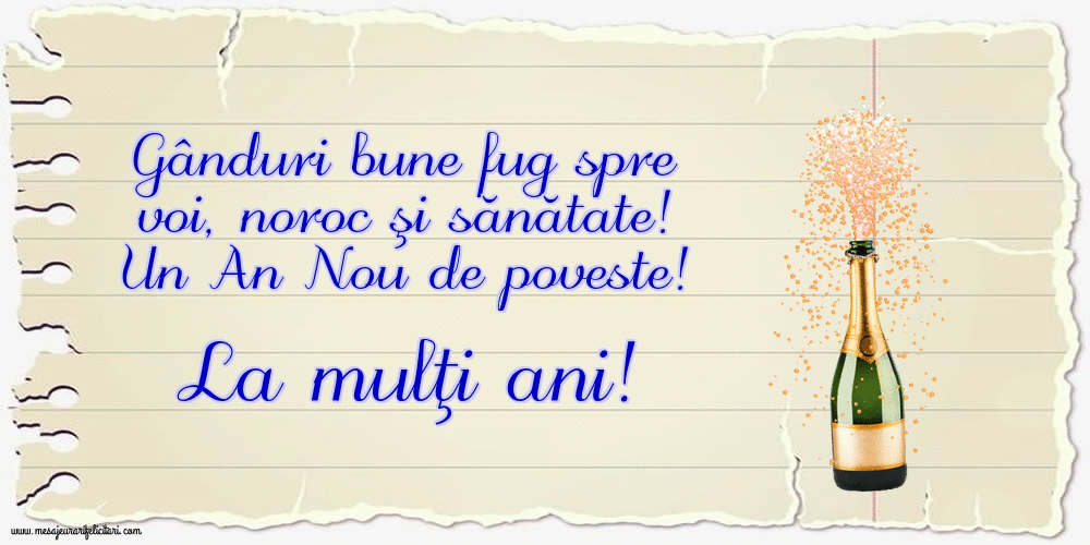 Felicitari animate de Anul Nou cu sampanie - Un An Nou de poveste! La mulţi ani!