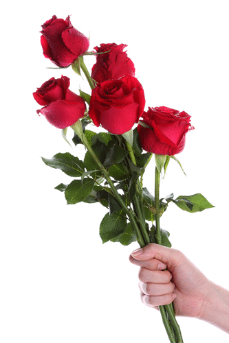 Felicitari animate cu flori - Buchet cu 5 trandafiri