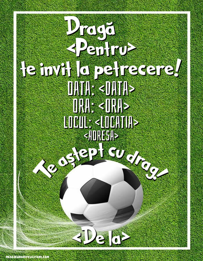 Invitație cu fotbal pentru baieti - Invitații la Ziua de nastere copii personalizate