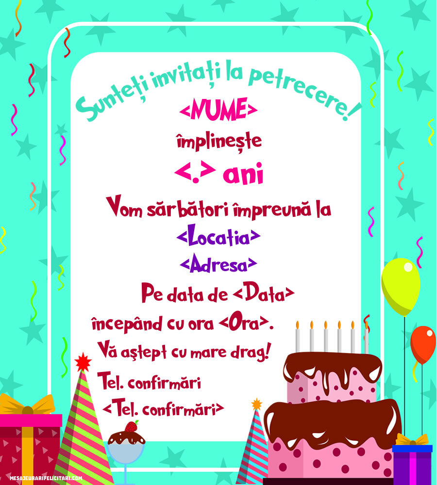 Sunteți invitați la petrecere! - Invitații la Ziua de nastere copii personalizate