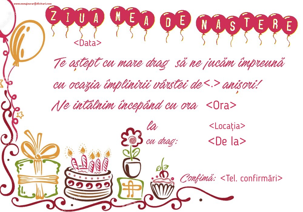 Ziua mea de naștere - Invitații la Ziua de nastere copii personalizate