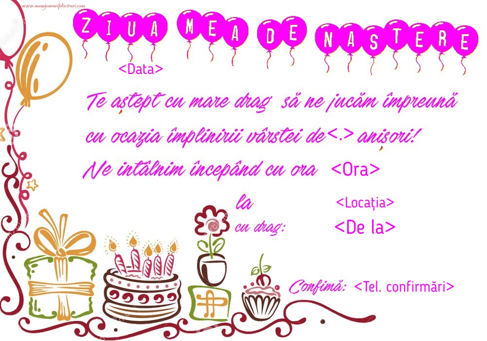 Te aștept la ziua mea de naștere - Invitații la Ziua de nastere copii personalizate