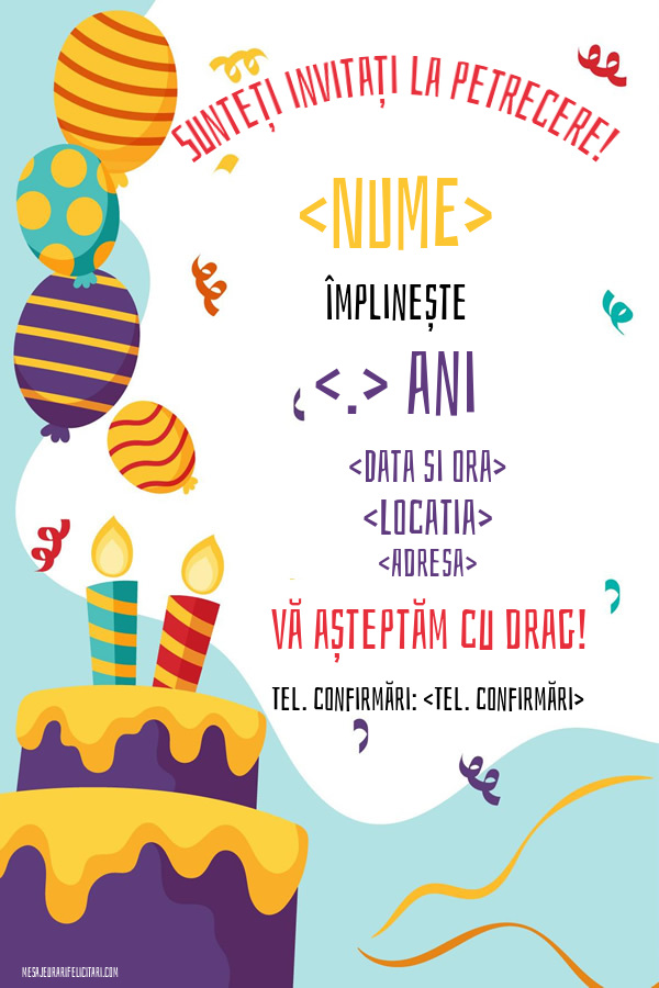 Invitație clasică cu vârsta editabilă - Invitații la Ziua de nastere copii personalizate