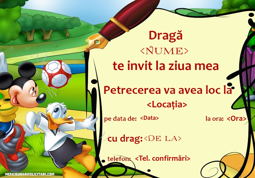 Invitație la petrecere cu mickey mouse si donald - Invitații la Ziua de nastere copii personalizate