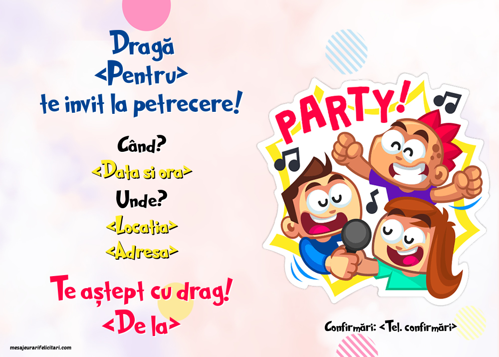 Invitație la party amuzantă - Invitații la Ziua de nastere copii personalizate