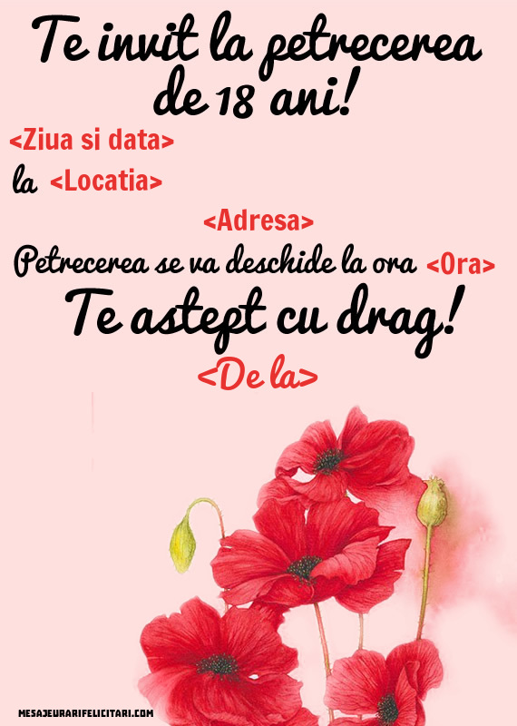 Te invit la petrecerea de 18 ani! - Invitații la Majorat personalizate