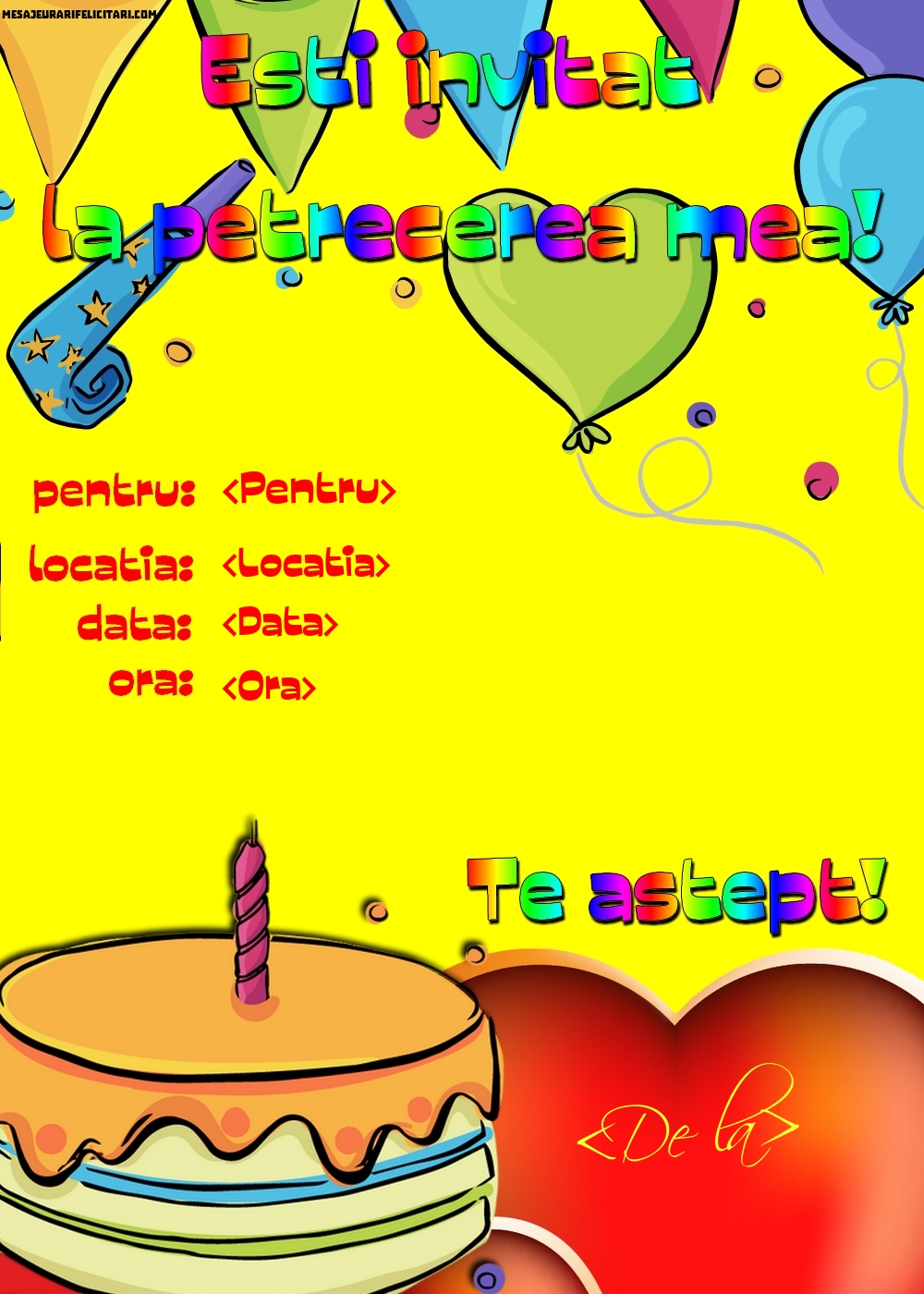 Esti invitat la petrecerea mea! - model party - Invitații la Ziua de nastere personalizate