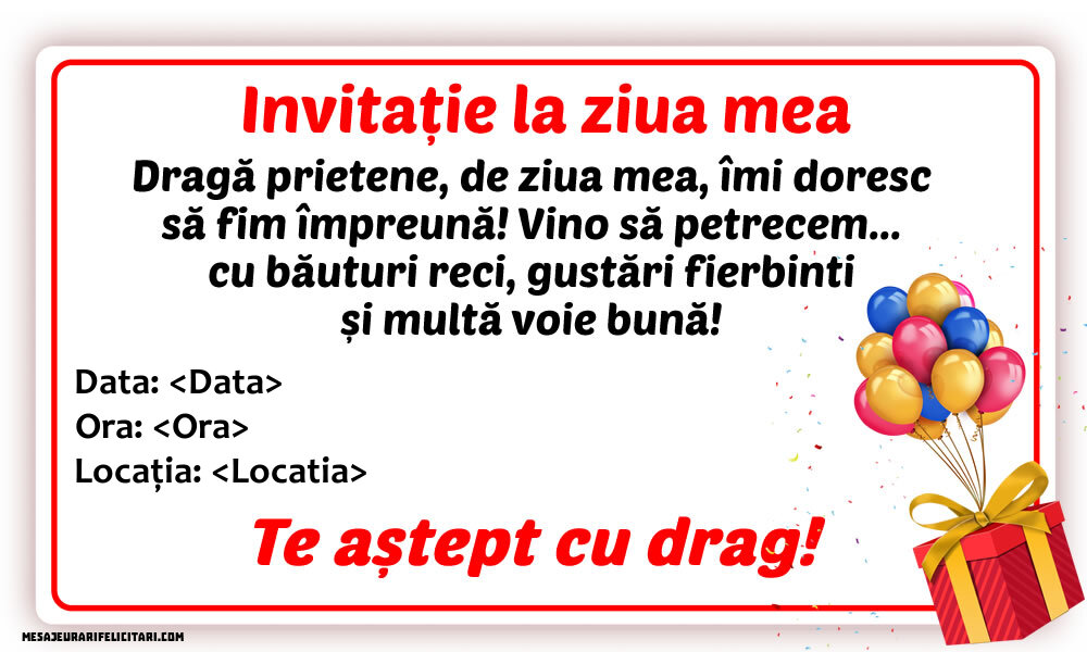 Invitație la ziua mea - Invitații la Ziua de nastere personalizate