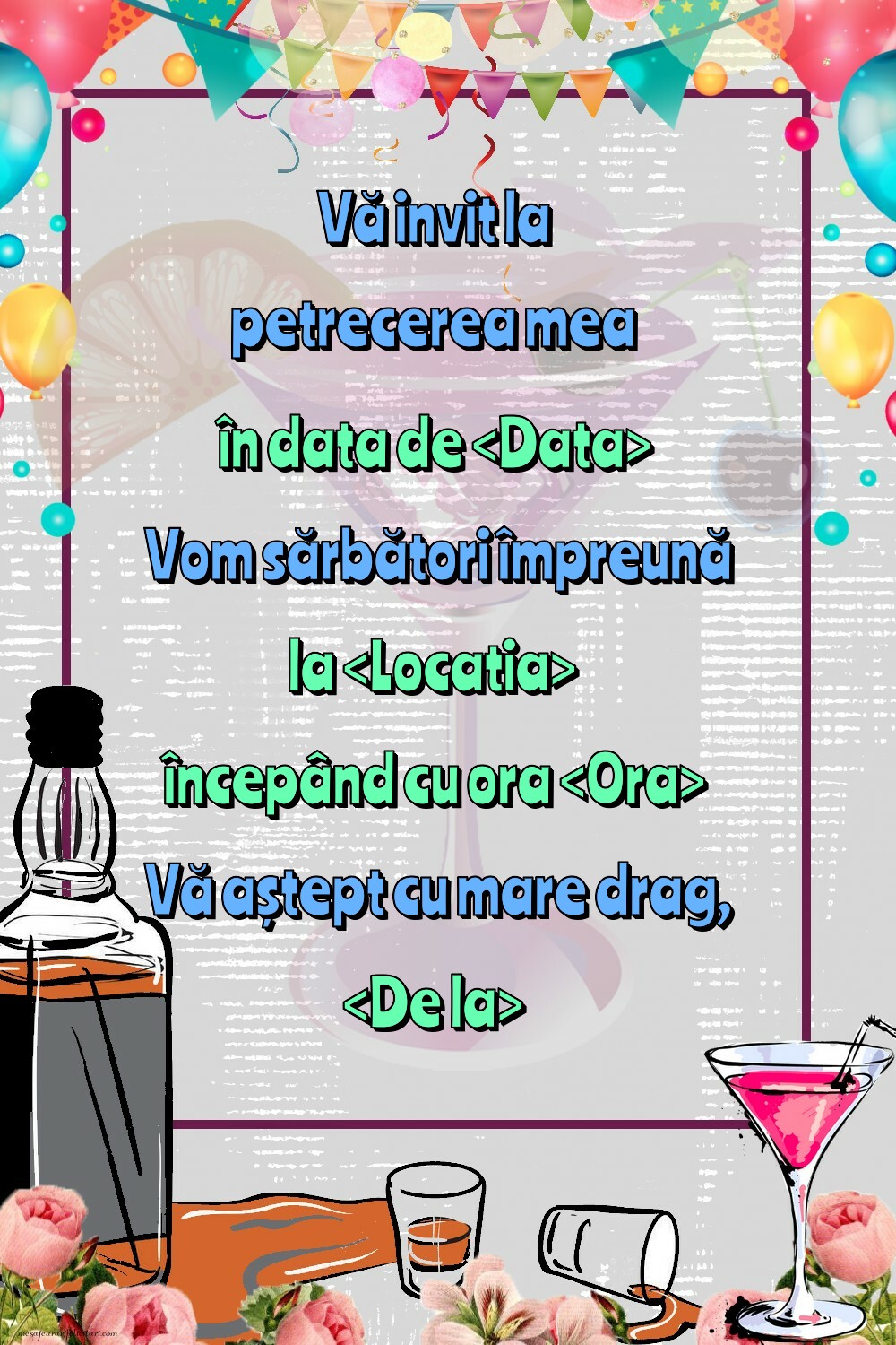 Felicitari cu sticla de whisky - Invitații la Ziua de nastere personalizate