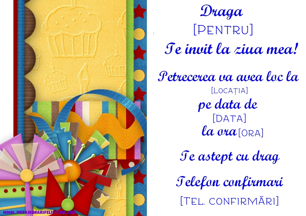 Invitatie la petrecere cu design clasic - Invitații la Ziua de nastere personalizate