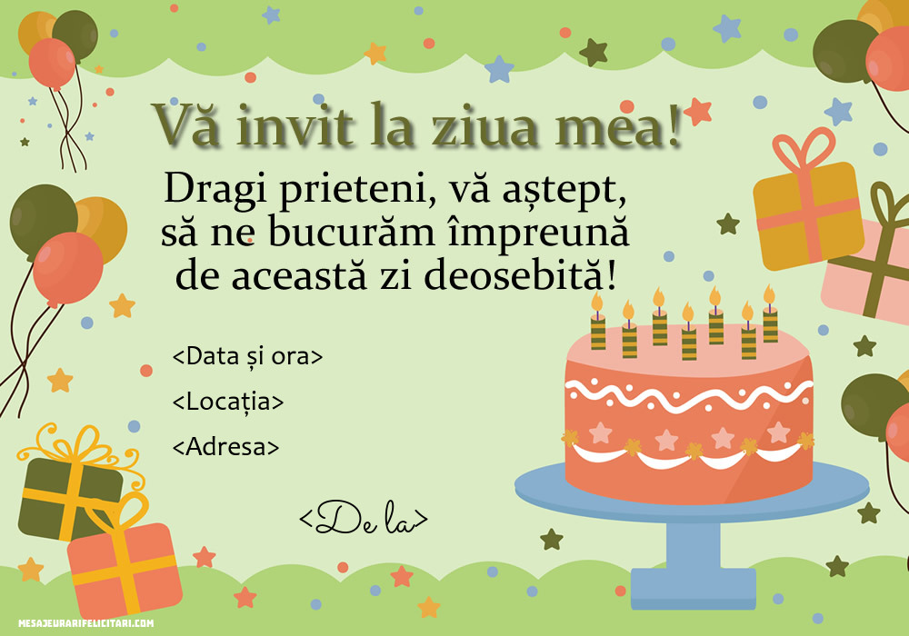 Invitație la ziua de naștere pentru prieteni - Invitații la Ziua de nastere personalizate