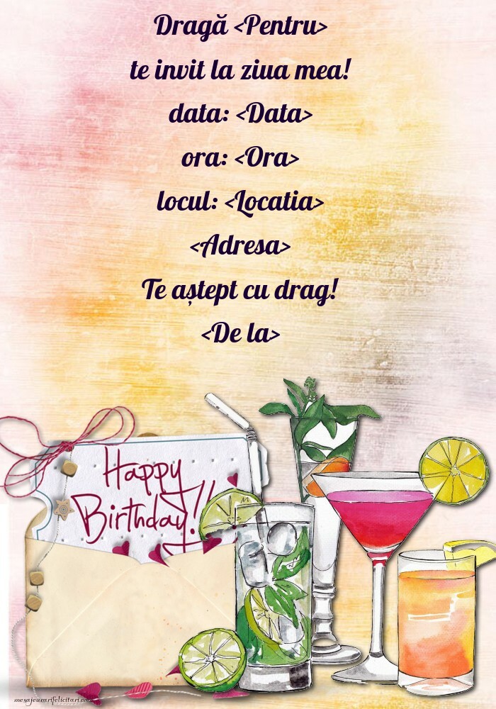 Invitație cu șampanie la ziua mea de naștere - Invitații la Ziua de nastere personalizate