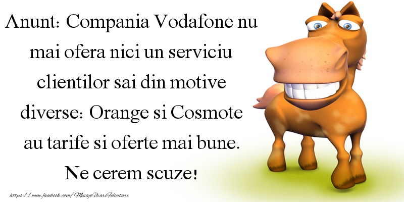 Mesaje de 1 Aprilie - Compania Vodafone nu mai ofera nici un serviciu clientilor sai - mesajeurarifelicitari.com