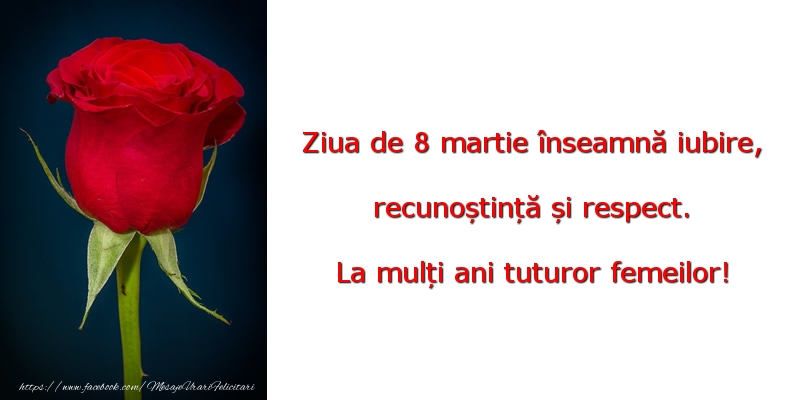 Mesaje de 8 Martie - Ziua de 8 martie înseamnă iubire - mesajeurarifelicitari.com