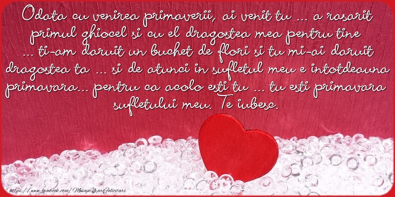 Mesaje de 8 Martie - In sufletul meu e intotdeauna primavara datorita tie - mesajeurarifelicitari.com