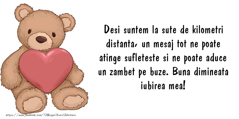 Mesaje de buna dimineata - Desi suntem la sute de kilometri distanta - mesajeurarifelicitari.com