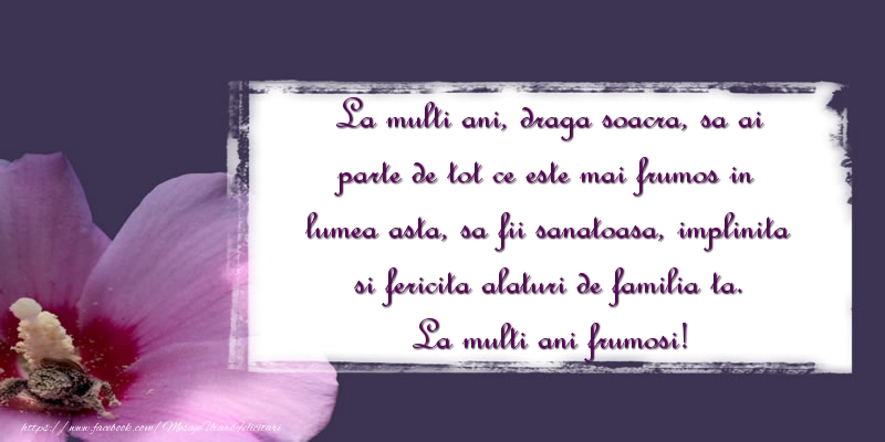 Mesaje de la multi ani pentru Soacra - La multi ani frumosi draga soacra! - mesajeurarifelicitari.com