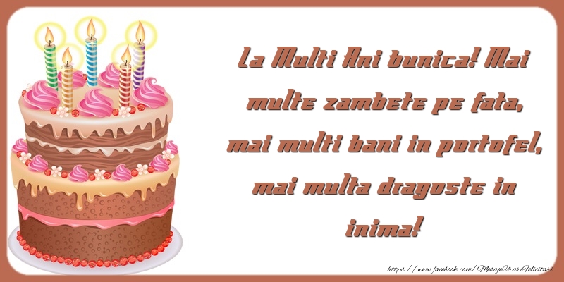 Mesaje de la multi ani pentru Bunica - La Multi Ani bunica! Mai multe zambete pe fata - mesajeurarifelicitari.com