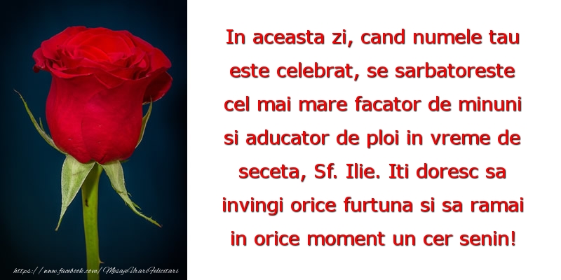 Mesaje de Sfantul Ilie - De Sf. Ilie Iti doresc sa invingi orice furtuna si sa ramai in orice moment un cer senin - mesajeurarifelicitari.com