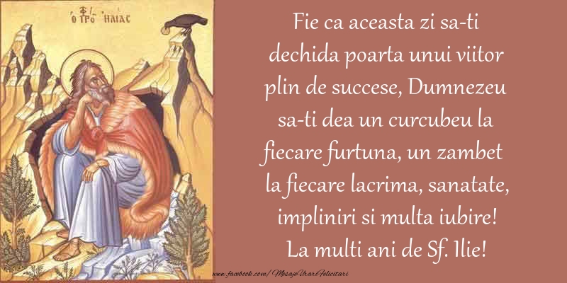 Mesaje de Sfantul Ilie - Fie ca aceasta zi sa-ti dechida poarta unui viitor plin de succese ... La multi ani de Sf. Ilie! - mesajeurarifelicitari.com