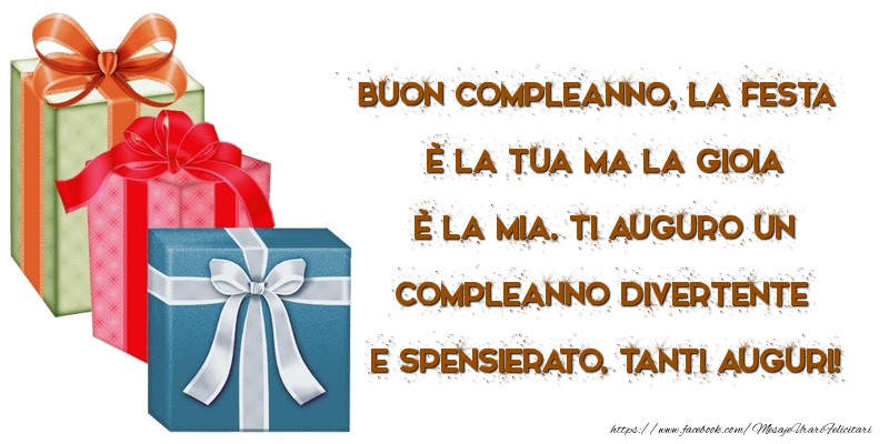 Mesaje de zi de nastere in Italiana - Ti auguro un compleanno divertente e spensierato. Tanti auguri! - mesajeurarifelicitari.com